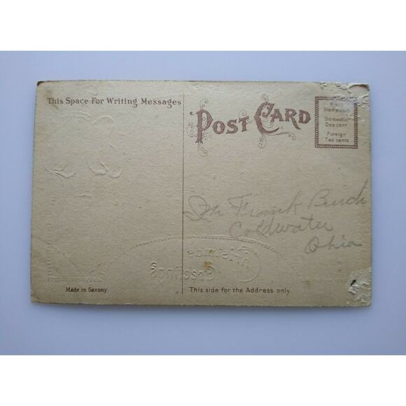 Santa Claus Christmas Postcard Germany Gel Gold Trim Vintage Original Old World - Picture 5 of 5